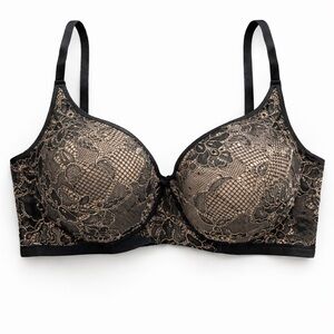 Cacique Black and Tan Lace Bra
